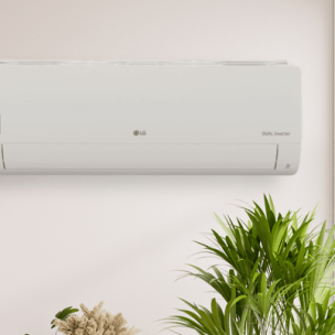 Aire acondicionado LG instalado en dormitorio moderno, eficiente y silencioso, ideal para climatizar estancias con el máximo Confort. En oferta