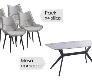 Conjunto mesa + 4 sillas Calista