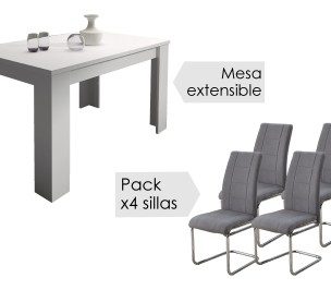 Conjunto mesa corfu blanca + sillas san marengo