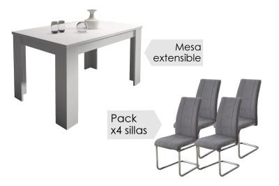 Conjunto mesa corfu blanca + sillas san marengo