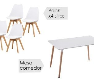 Conjunto mesa Dinamarca 100 + 4 sillas Fina