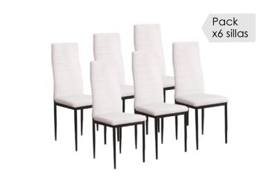 Juego de 6 sillas Emi blancas