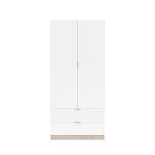 ARMARIO 2 PUERTAS + 2 CAJONES ROBLE/BLANCO 180X81X52CM