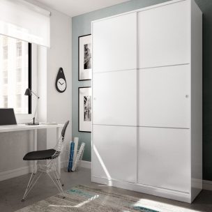 Armario 2 Puertas Correderas 200x120x50 Color Blanco Brillo